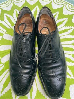 CHURCH’s CUSTOM MADE LEATHER WINGTIP BROGUE OXFORD BLACK SIZE 8-9